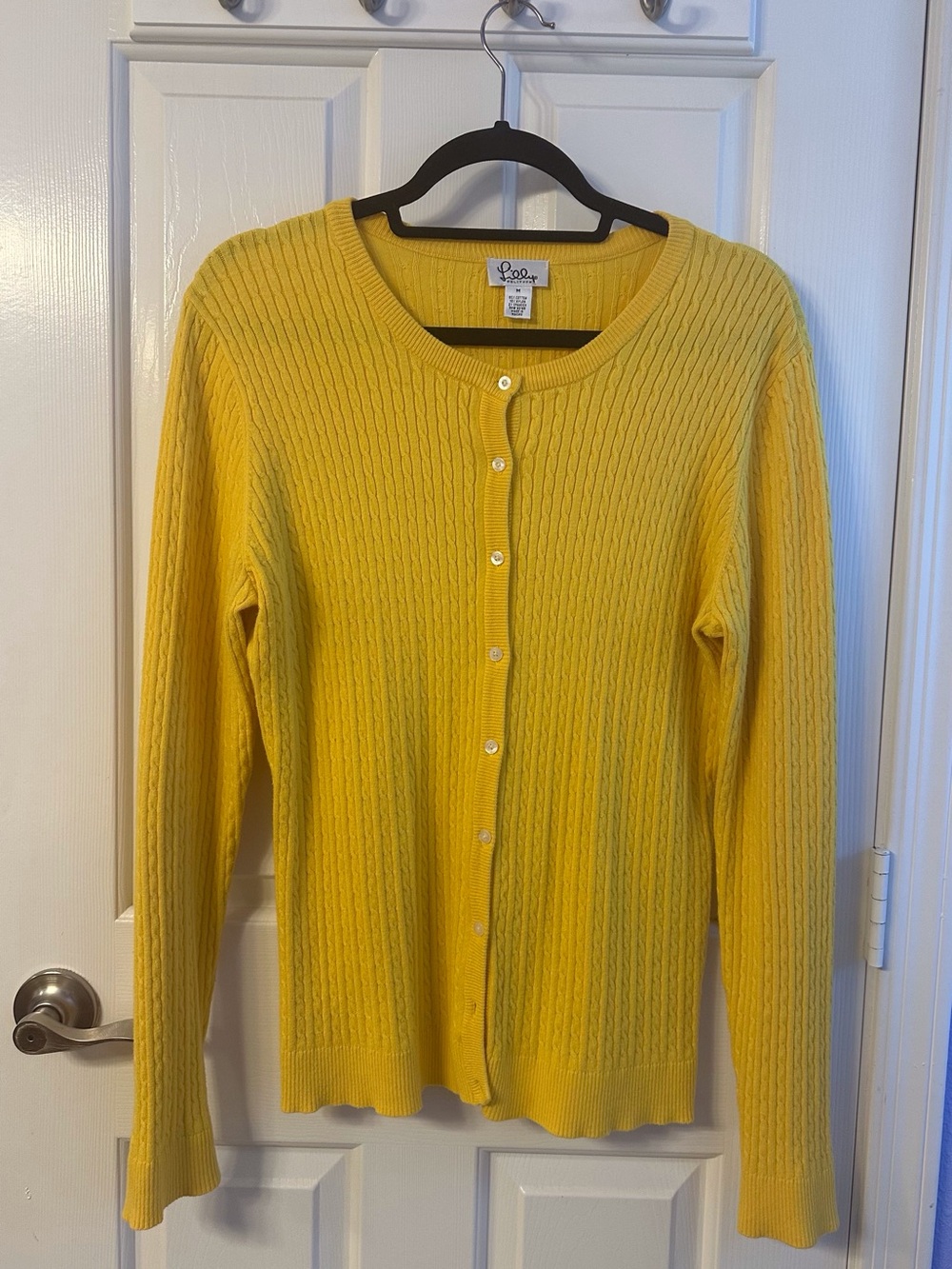 Lilly Pulitzer Bright Yellow Cable Knit Button-Front Cardigan